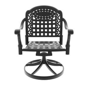 English Elm 7-piece Cast Aluminum Outdoor Dining Set with Swivel Chairs and Carved Relief Detail W1710S00594