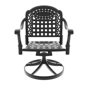 English Elm Cast Aluminum Swivel Chair Set Of 4 With Blue Cushions - Weather-Resistant, 360° Comfort & Style W1710S00430