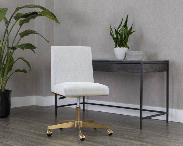 Sunpan Dean Office Chair - Modern Faux Leather Design with Stylish Stainless Steel Base for Effortless Elegance Brushed Brass / Ernst Silverstone