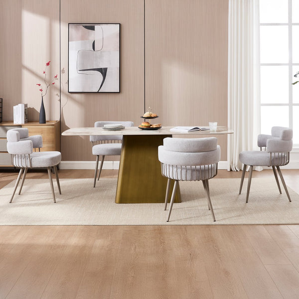 English Elm Upholstered Dining Chair Gray Fabric with Thick Cushion, Ergonomic Back, 280lb Iron Frame, Quick 15‑Min Assembly T3707P373063