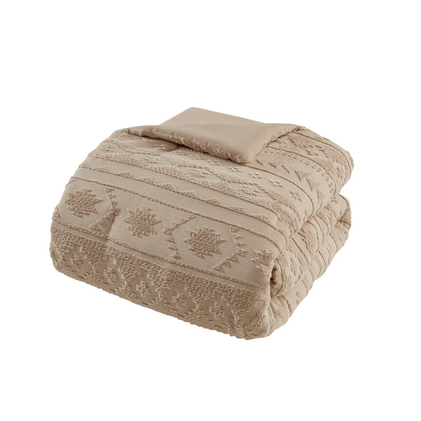 English Elm 3 Pcs King/Cal King Chenille Oversized Comforter Set – Luxurious Tan Tufted Design For Cozy Sleep B035P319510