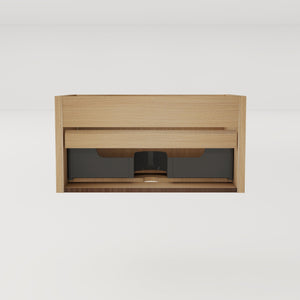 English Elm Etna Floating Wall Mounted Bathroom Vanity with Push Open Drawer and Wood Grain Finish Oak W1865P327894