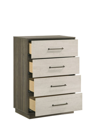 English Elm Gem Modern 4-Drawer Chest In Two-Tone Beige & Brown - Stylish Storage Solution For Any Bedroom B009P254156