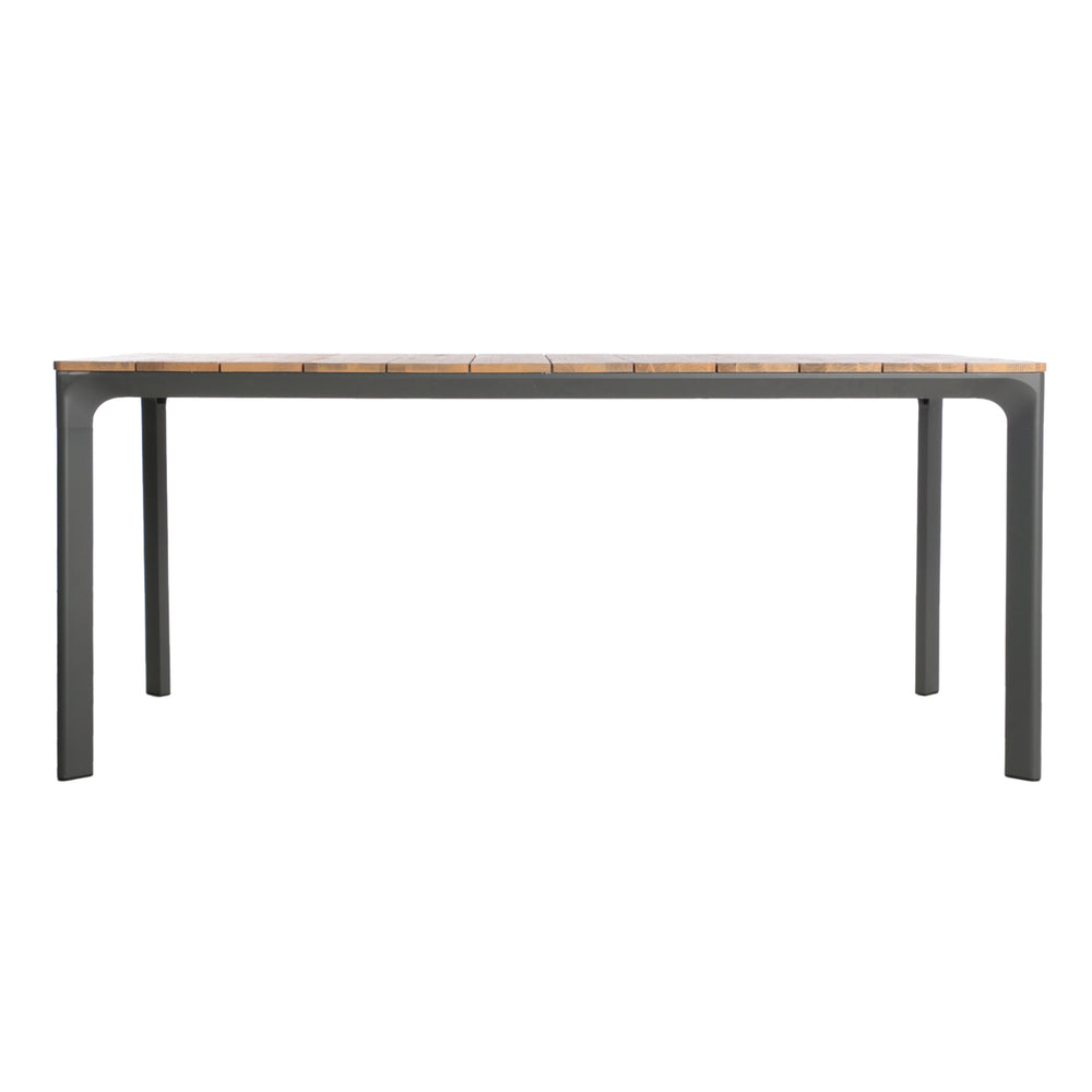 English Elm Christopher Knight Home® - WESTCOTT Eucalyptus Wood Top Dining Table with Grey Aluminum Frame Seats 6 Modern Outdoor Classic 62757.00GRY