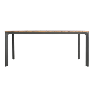English Elm Christopher Knight Home® - WESTCOTT Eucalyptus Wood Top Dining Table with Grey Aluminum Frame Seats 6 Modern Outdoor Classic 62757.00GRY