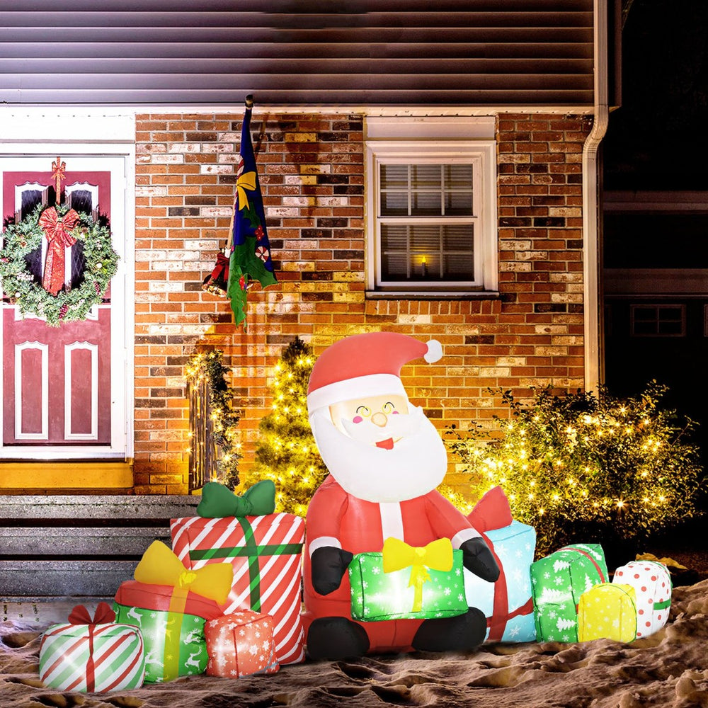 English Elm Outsunny 4.4' Inflatable Santa Claus With Colorful Gift Boxes & Led Lights For Festive Outdoor Display W2225P249956-GIGA