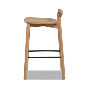 English Elm Jennifer Taylor Home - Sven Solid Blonde Ash Counter Stool 26.5" Height, Modern Minimalist Low Back, Black Iron Footrest B2719P238392