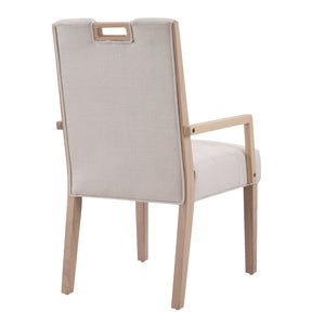English Elm Upholstered Armchair Dining Chairs Rubberwood Frame Soft Padded Seat Set of 2 Beige,Natural N768P391161N