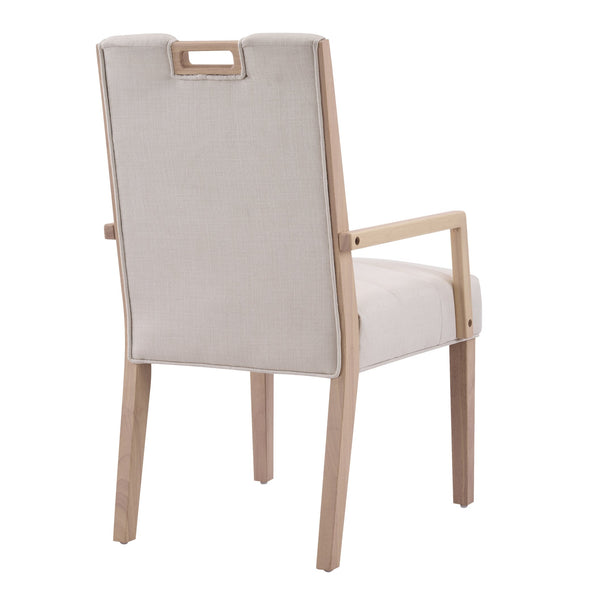 English Elm Upholstered Armchair Dining Chairs Rubberwood Frame Soft Padded Seat Set of 2 Beige,Natural N768P391161N