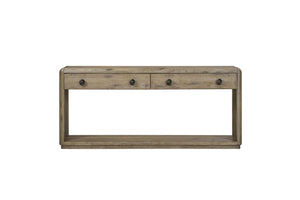 English Elm English Knotty Oak Veneer Console Table with Drawers Open Shelf Entryway Accent B2699P443196
