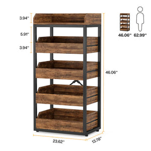English Elm Compact Six Tier Bookcase with 12 Open Cubes for Slim Vertical Home Office Storage T3971P450803