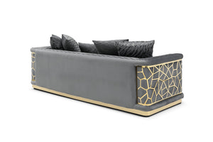 English Elm Talia Sofa with Kiln-Dried Hardwood Frame, Patterned Accents & Gloss Brass Trim for Modern Living Room Dark Gray 35 L x 26 W x 92 H B078P301562