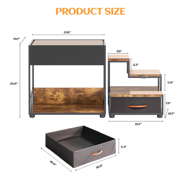 English Elm Pet Pet Step Window Perch Bunk Bed for Dogs Elevated Multi-Level Lounge with Drawer Non-Slip Pad Vintage W1687P181838