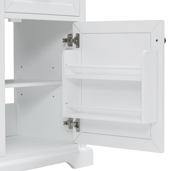 English Elm 36-Inch Modern Bathroom Vanity with Ceramic Basin, 4 Drawers & Soft-Close Door, Pre-Drilled Faucet Ready, Durable MDF and Solid Wood Construction (36"L x 18.3"W x 33.4"H) White N725P296118K