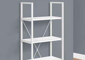 English Elm Bookshelf, 4-Tier Space-Saving Bookcase with Dark Wood-Look Laminate and Black Metal Frame for Home Decor White 50 L x 14 W x 4 H B2710P219959