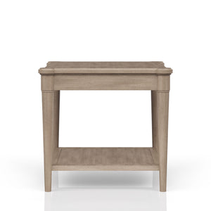 English Elm Sand Sand Finished End Table with Storage Drawer, Solid Wood + MDF, Transitional Casual Design, Shelf B2699P218289