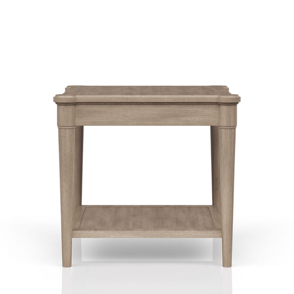 English Elm Sand Sand Finished End Table with Storage Drawer, Solid Wood + MDF, Transitional Casual Design, Shelf B2699P218289