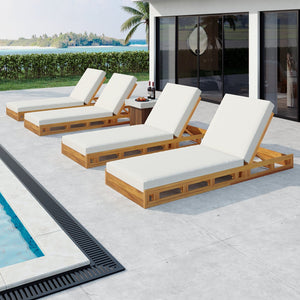 English Elm Christopher Knight Home® - Lounge Chaise Set - Elegant Acacia Wood With Plush 4" Water-Resistant Cushions For Ultimate Comfort N770P272405T_65429.00CUSH