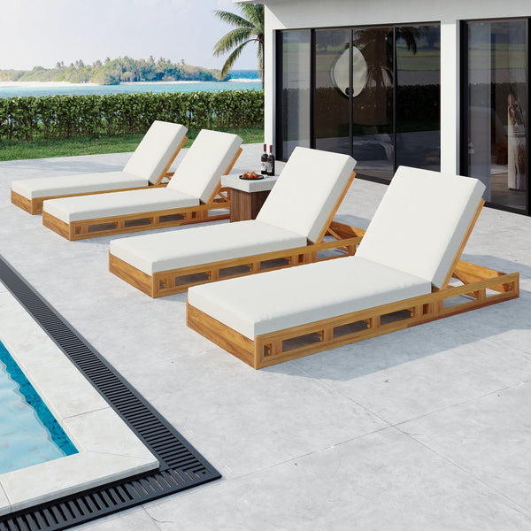 English Elm Christopher Knight Home® - Lounge Chaise Set - Elegant Acacia Wood With Plush 4" Water-Resistant Cushions For Ultimate Comfort N770P272405T_65429.00CUSH