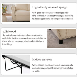 English Elm Sleeper Sofa Bed - Modern 2-Seater Pull-Out Couch With Memory Foam Mattress For Small Spaces, Beige W3696S00006-GIGA