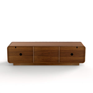 English Elm 58''tv Console Sculpted Spiral Wave Relief Walnut Mid-century Media Stand with Storage Walnut Brown W2263P412380