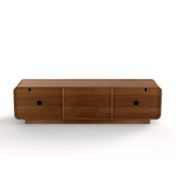 English Elm 58''tv Console Sculpted Spiral Wave Relief Walnut Mid-century Media Stand with Storage Walnut Brown W2263P412380