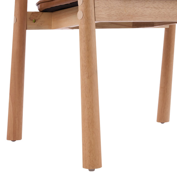 English Elm Modern Rubberwood Dining Chair Set Sculptural Curved Back Upholstered Seat Walnut Frame N768P391165O