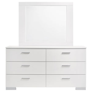 English Elm Dulcey High Gloss White Lacquer 6 Drawer Dresser with Coordinating Wall Mirror B062S01728