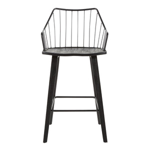 English Elm Contemporary High Back Upholstered Barstool Set with Black Steel Frame for Kitchen B202P222124