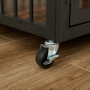 English Elm Furniture style dog crate with sturdy steel frame, particle board top for 150lb storage, fits dogs up to 70lb Rustic Brown W1162119831