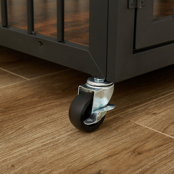 English Elm Furniture style dog crate with sturdy steel frame, particle board top for 150lb storage, fits dogs up to 70lb Rustic Brown W1162119831