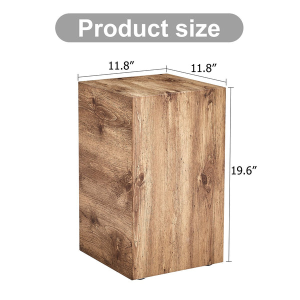 English Elm Elevate Modern Wood-Textured MDF Side Table, 11.8"x11.8"x19.6", No-Assembly, Versatile Accent Table W1151P242266