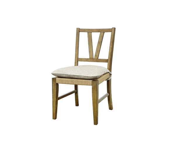 English Elm Slat Slat Back Chair with Cashew Hickory Veneer, Rattan Seat and Removable Tie-On Cushion Set of 2 Almond 39.75 L x 26.5 W x 14.75 H B2699P383812