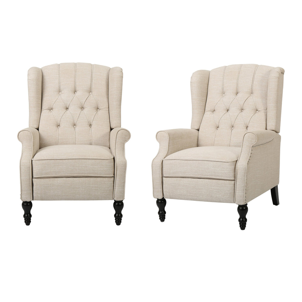 English Elm Christopher Knight Home® - Light Beige Tufted Recliner Chair with Diamond Tufting, Padded Seat & Birch Legs for Modern Comfort 56992.00BEI