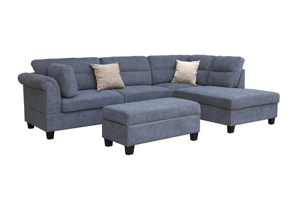 English Elm Domenico Tufted Sectional Sofa with Chaise Storage Ottoman and Pocket Coil Seats Gray B2749S00165