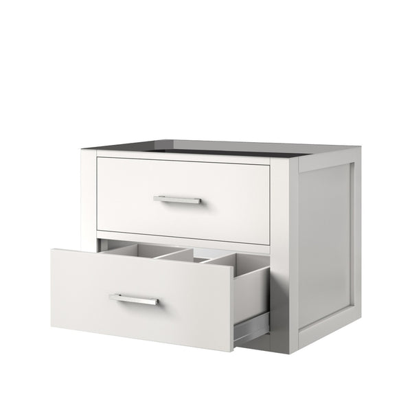 English Elm White Midcentury-Inspired 24" Wall-Hung Bath Vanity With Soft-Close Storage For Small Spaces B2731P257909-GIGA