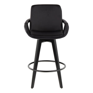 English Elm Fixed-height Swivel Counter Stools with Faux Leather Seats and Chrome Footrest Set of 2 Black B202S01803