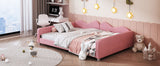 English Elm Full Size Upholstered Daybed, Sherpa Fabric Sofabed With Cloud-Shaped Backrest, No Box-Spring Needed, Pink