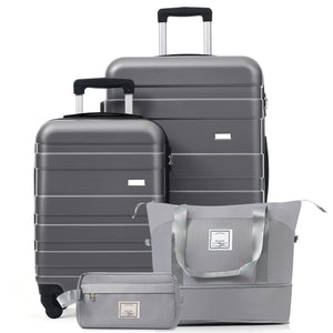English Elm 4-piece Hardshell Luggage Set Abs Carry-on Checked Suitcase Tsa Lock Duffel Toiletry Grey N726P439328Z