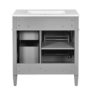 English Elm 30'' Modern Bathroom Vanity With Storage, Ceramic Sink & Stylish Roman Legs - Perfect For Small Spaces! N710P250194E