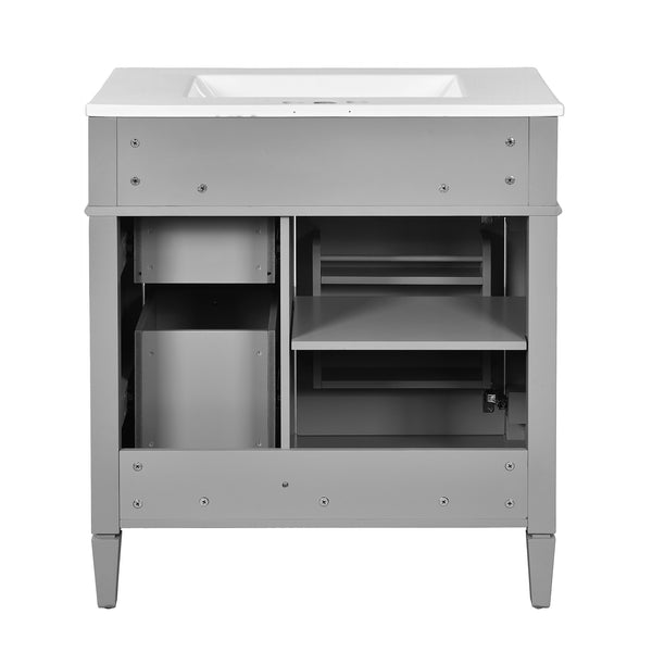 English Elm 30'' Modern Bathroom Vanity With Storage, Ceramic Sink & Stylish Roman Legs - Perfect For Small Spaces! N710P250194E