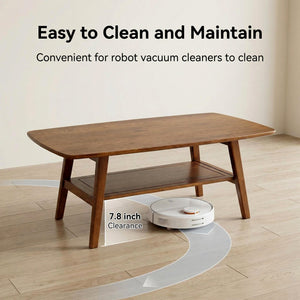 English Elm Mid Century Modern Solid Oak Two Tier Coffee Table with Open Shelf for Living Room Walnut W3204P469105