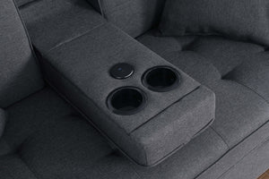 English Elm Corrado Woven Fabric Sleeper Loveseat with Console Cup Holders and Charging Ports B2749S00244