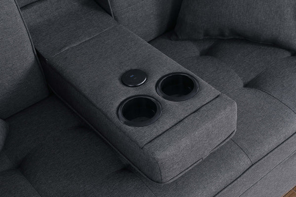 English Elm Corrado Woven Fabric Sleeper Loveseat with Console Usb Charging Pocket Coil Support B2749S00357