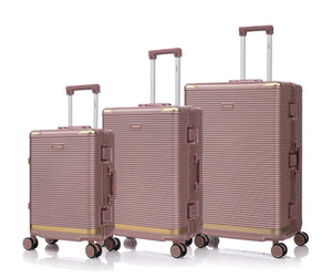 English Elm Luggage Set 3 Piece Polycarbonate Aluminum Frame Hard Shell Travel Suitcases with Lock Rose Gold T3292P361541