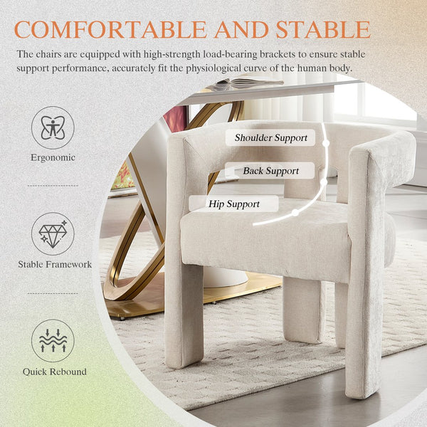 English Elm United We Win Chenille Barrel Accent Armchairs Set of Two for Living Room Dining Beige W1568P389268