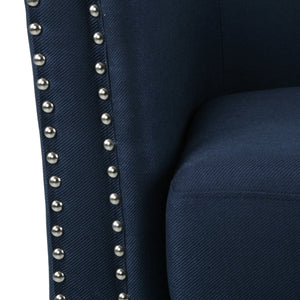 English Elm Christopher Knight Home® - SWIVEL Club Chair in Linen with Double Nailhead Trim, Cozy Tub Design, Iron Legs, No Assembly Required Blue 68404.00BLU