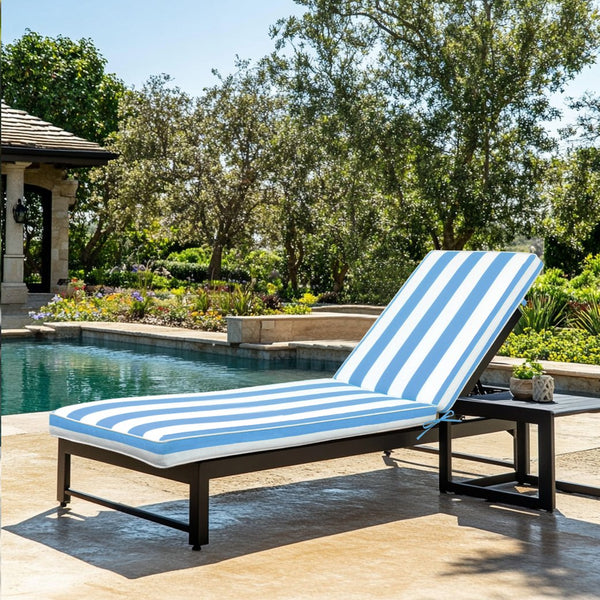 English Elm 2pcs Outdoor Chaise Lounge Cushions Uv Resistant Stripe Polyester Patio Set W2911P203966