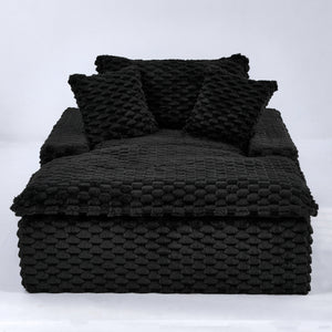 English Elm 51 Compact Comfort Sofa with Turtle Fleece, Sponge Support, Two Pillows, 400lb Capacity for Small Spaces Black W3371P326399