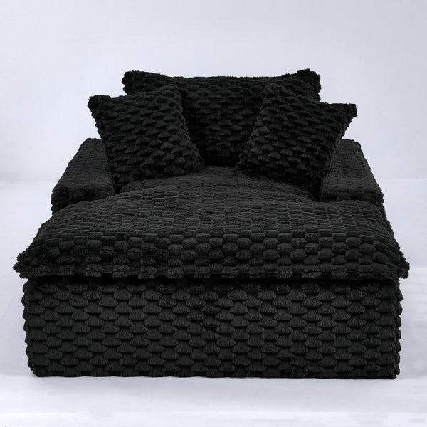 English Elm 51 Compact Comfort Sofa with Turtle Fleece, Sponge Support, Two Pillows, 400lb Capacity for Small Spaces Black W3371P326399